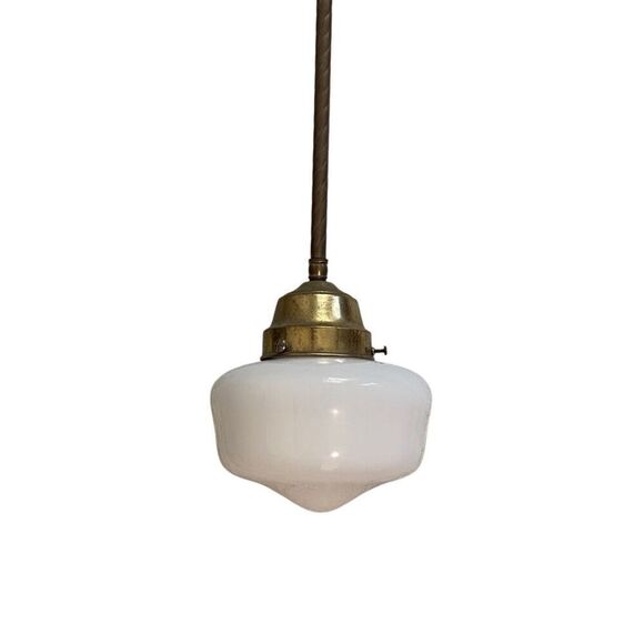 Vintage Small School Light Pendant Lighting Fixture - Picture 1 of 6